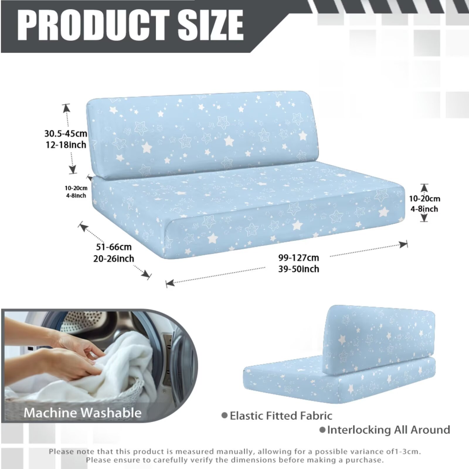 XYZCANDO Blue Star Print RV Sofa Cover RV Couch Cushion Slipcovers Comfortable Loveseat Slipcovers for Travel Couch Stain Resistant Sofa Cover 2 Backrest Cover & 2 Bench Cover