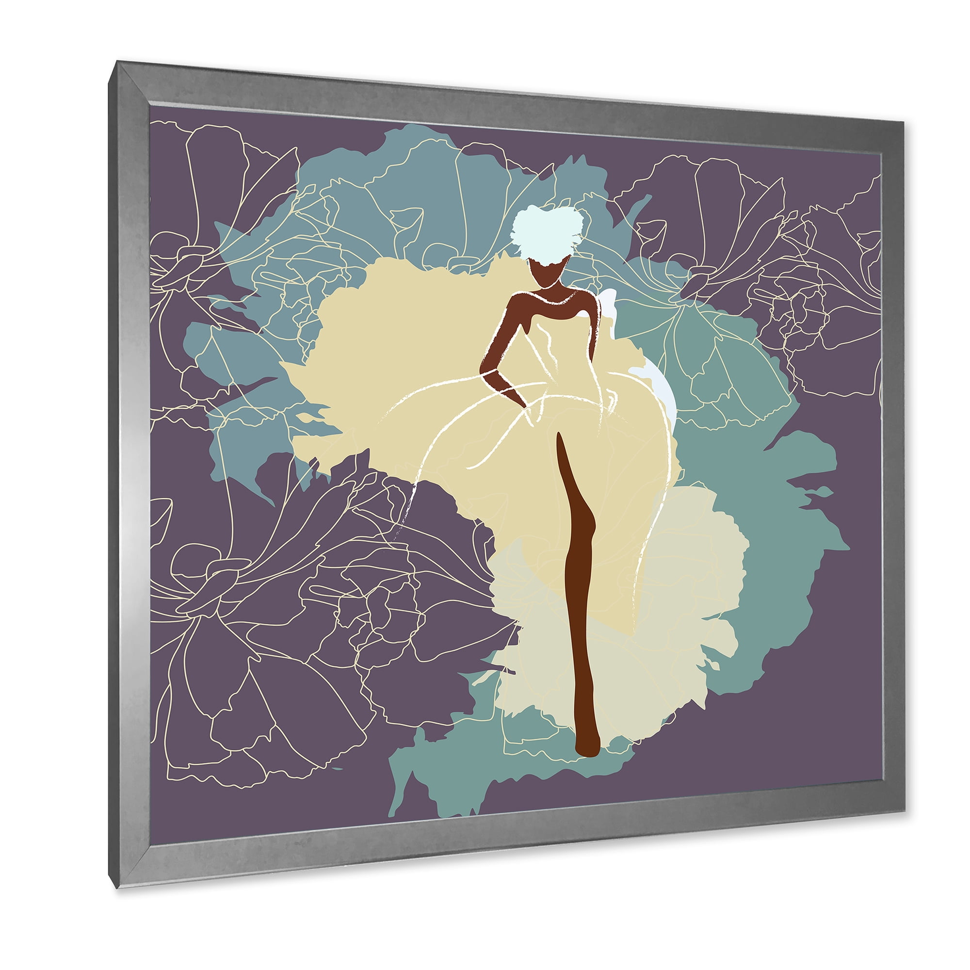 Designart 'Abstract African American Woman In Gorgeous Wedding Dress' Modern Framed Art Print