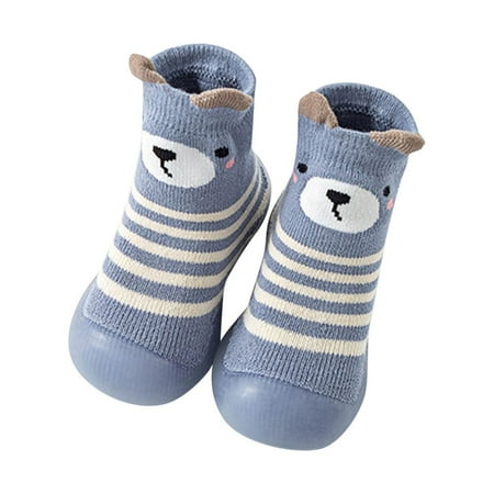 Kids Shoes Size 24 For 18 Months-24 Months Boys Animal Cartoon Socks Warmthe Floor Socks Non Slip Prewalker Kids Sneakers Blue
