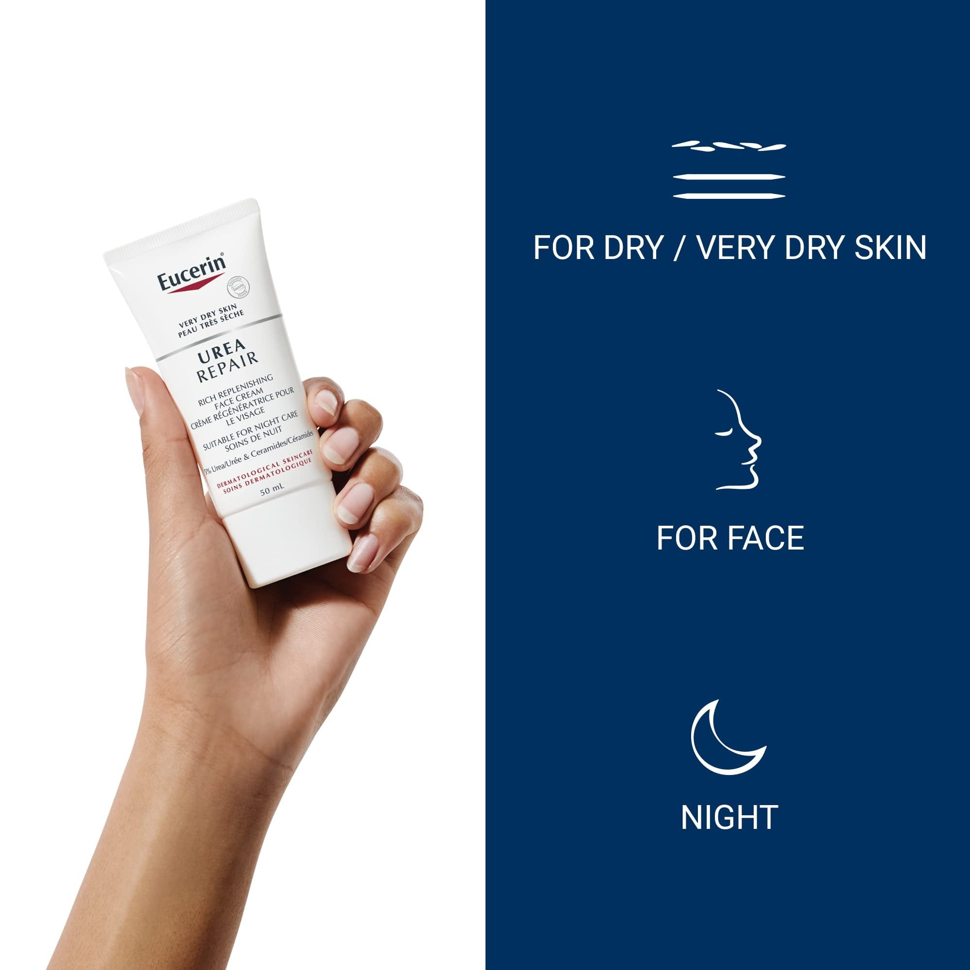 Eucerin Replenishing Skin Relief Face Cream with 5% Urea 50ml, Dermatalogical Skincare, Fragrance Free by Eucerin