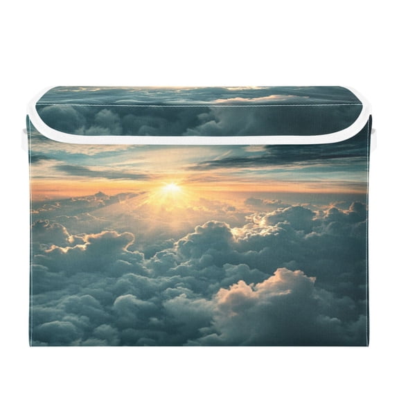 Storage Box With Lid 16.5x12.6x11.8In Foldable Stacked Household Storage Box Sky Picture