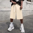 thumbnail image 5 of Men's Baggy Sweat Shorts Fleece Cotton Y2k Casual Under Knee Raw Hem Gym Shorts with Pockets, XL, 5 of 6