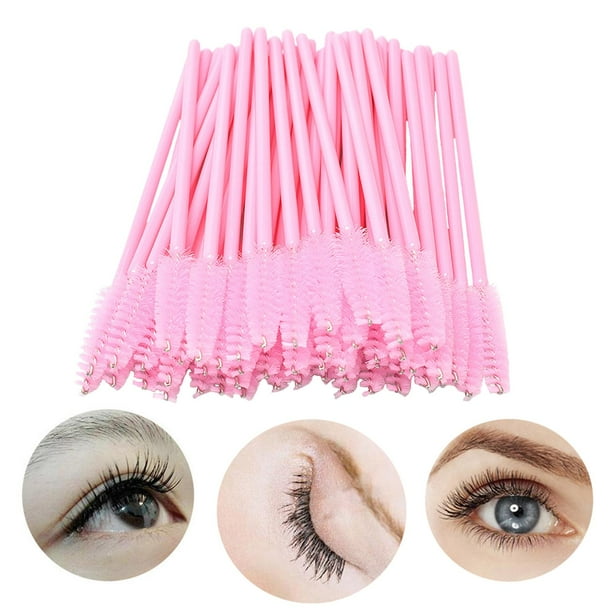 50Pcs Cepillo de pestañas Herramientas de maquillaje desechables Se pueden doblar Pinceles de maquillaje flexibles Aplicador para pestañas Lápiz - Rosa Colco Cepillo de pestañas