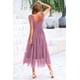 thumbnail image 2 of Vestido PRETTYGARDEN Midi de Tul Morado Sin Mangas con Fruncido Talle L, 2 of 7