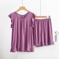 thumbnail image 2 of Jxximdong Pajamas for Women Set Summer Solid Color Casual Drawstring Shorts Short Sleeve Sets Purple Loungewear XXL, 2 of 5