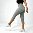 thumbnail image 4 of XPMWRP Women's Stretchy Non-Denim Capri Pants High Waist Casual 3/4 Length Trousers with Split Hem for All Seasons Black S, 4 of 8