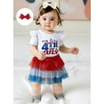 thumbnail image 3 of BemeyourBBs Girls Patriotic Outfit Letter Print Rompers and Tulle Skort Headband, 3 of 9