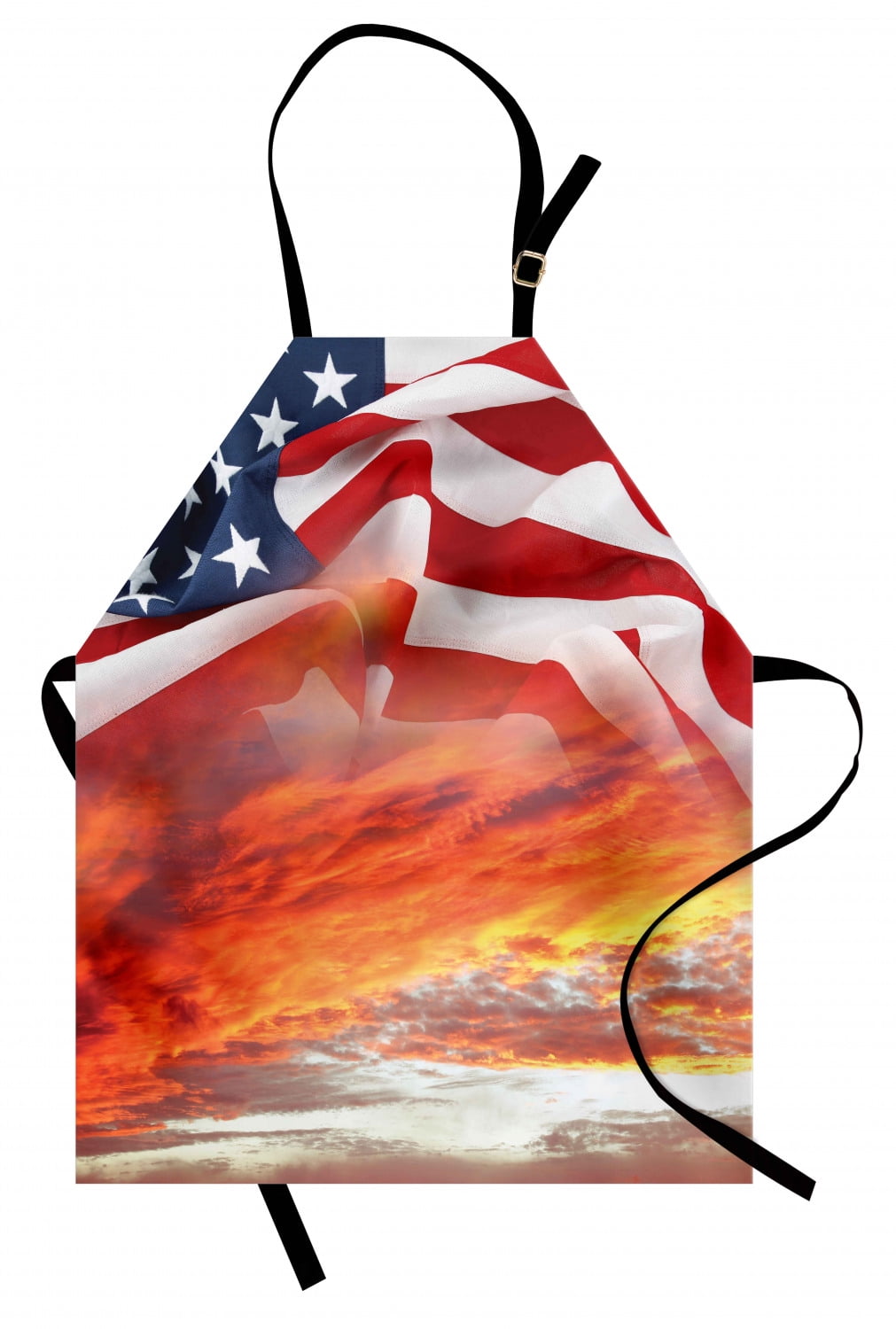 American Flag Apron Dramatic Skyline on Clouds and Flag Freedom and