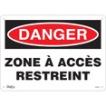 thumbnail image 1 of Zone ï¿½ Accï¿½s Restreint Sign, 10" x 14", Plastic, French, 1 of 1