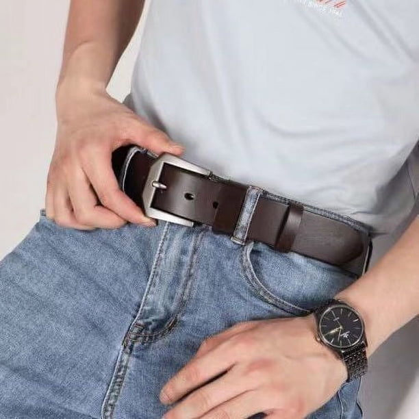Cinturón con hebilla de alfiler para hombres jóvenes y de mediana edad, cinturón con hebilla de alfiler que combina con todo, diseño versátil, tres opciones de longitud, elementos de moda