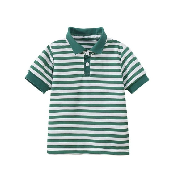 Bxsruta Shirts for Kids, Striped Lapel Kids Short Sleeve Top, Collar Casual Blouse, Cotton Blend Fashionable Tee Shirt