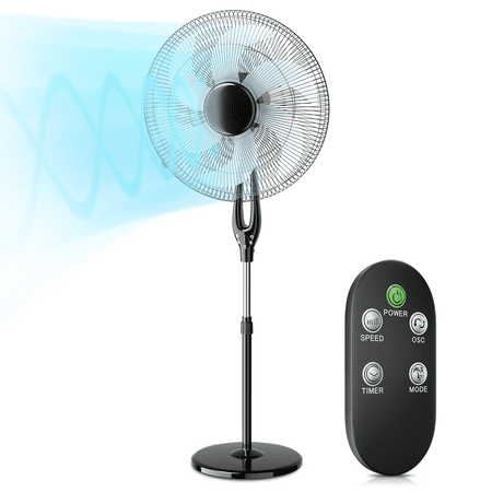 

Magshion 17 Oscillating Pedestal Fan with 3 Speeds Adjustable Standing Cooling Fan with Remote Ultra Quiet Stand Up Fan 3 Modes Floor Fan for Home Bedroom Office Black
