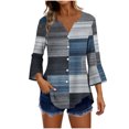 thumbnail image 2 of Kezqiaxn 3/4 Length Sleeve Womens Tops Ruffled V-Neck Button Down Shirts Dressy Work Blouses Women's Clothing, 2 of 5