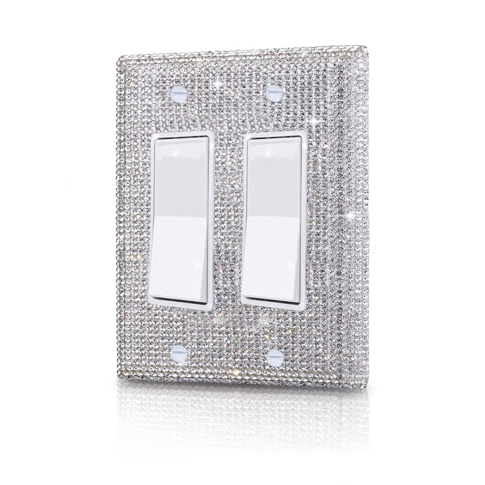 Metal Light Switch Plate Covers Marble Stone Design Home Decor White And Grey 08 