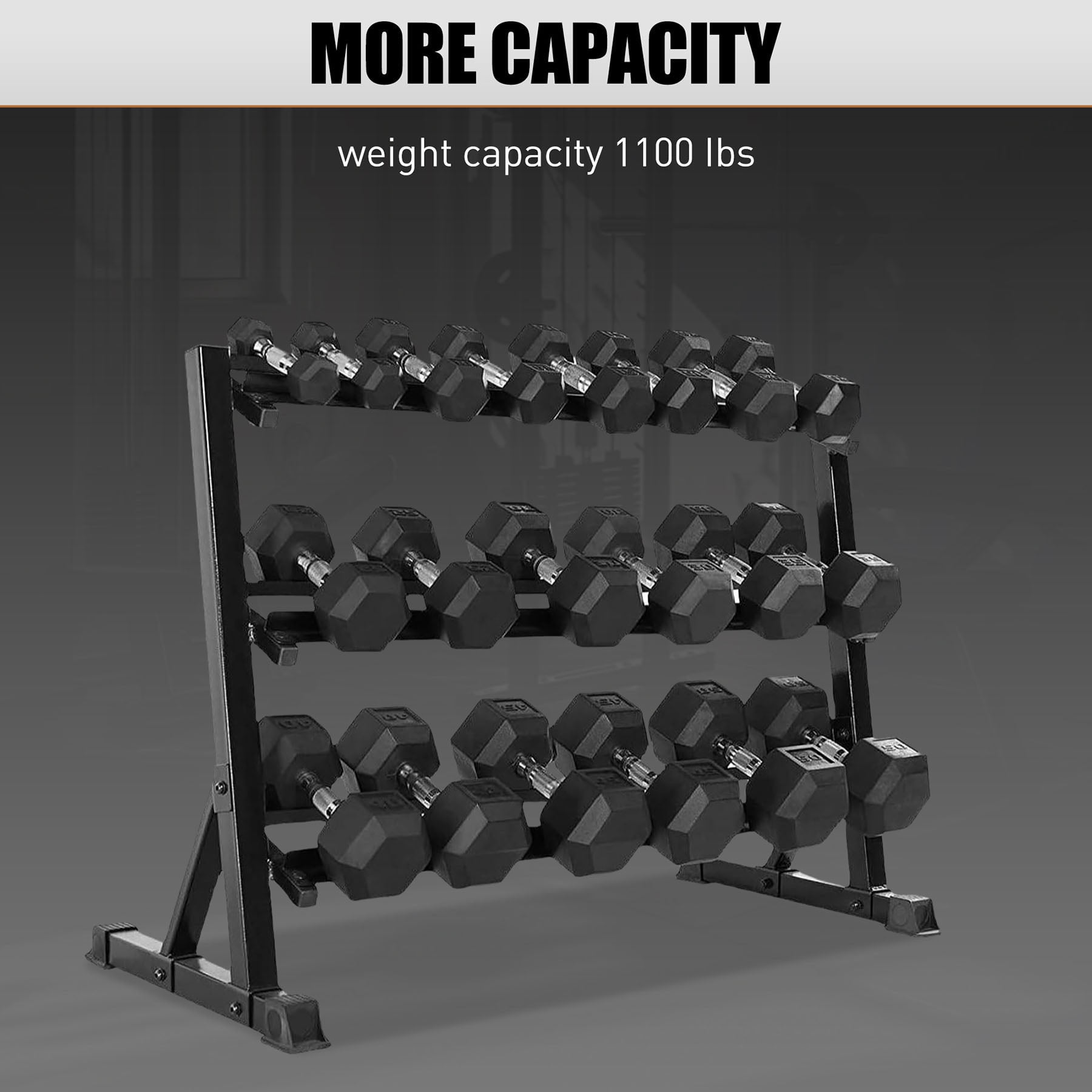 S-HOME 3-Tier Dumbbell Rack Stand With Heavy Duty Design, Supports 5-50lb Weights, 1000lb Max Capacity for Organized Storage