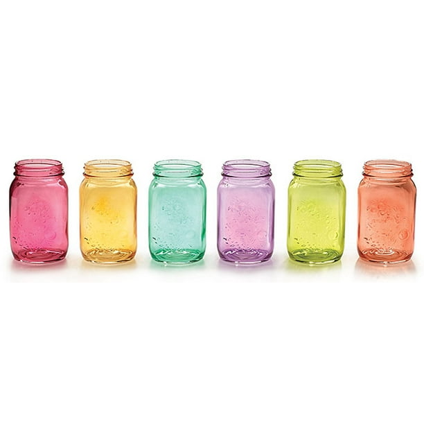 Set of 6 Assorted Easter / Spring Colored 1 Quart Mason Jars Walmart