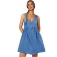 thumbnail image 1 of WILLBEST Vestido De Verano Para Mujer, Vestido Camisero Sin Mangas Para Mujer, Vestido Informal Holgado De Verano Con Cuello En V, Vestido Mini Para Playa, 1 of 3