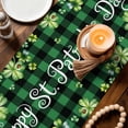 thumbnail image 3 of St. Patrick's Day Table Runner - 120 Inch Long Green Truck Lucky Shamrocks Farmhouse Check Cotton and Linen Blended Dress Scarves Farmhouse Table Runner for Kitchen Dining, Coffee Table, 13" x 120", 3 of 8