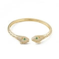 thumbnail image 2 of 2 pc Green & Clear Cubic Zirconia Snake Open Cuff Bangles Brass Jewelry for Women Cadmium Free & Lead Free Long-Lasting Plated Real 18K golden Plated Inner Diameter: 2x2-1/4 inch(5.2x5.85cm), 2 of 4