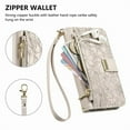 thumbnail image 5 of For Motorola Moto Edge 50 Fusion Wallet Case with Card,PU Leather Phone Case Flip Protective Cover Wrist Strap Zipper Credit Card Slots Magnetic Snap Protective Cover,khaki, 5 of 7