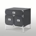 thumbnail image 5 of Inspired Home Norta Lacquer Finish Nightstand Chrome Leg Modern, Dark Grey, 5 of 9