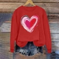 thumbnail image 5 of Feancey Womens Cute Sweatshirts Fleece Long Sleeve Heart Graphic Sweatshirt Oversized Casual Crewneck Pullover Tops Comfy Loose Blouse Red L, 5 of 5