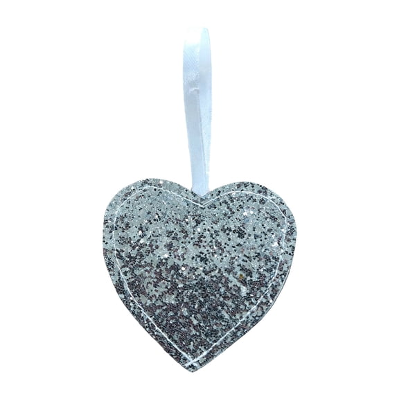 Lilixerw Valentines Day Sparkling Sequin Heart Shaped Pendant,Valentine‘s Day Silver Glitter Hanging Keychain for Bag Charm Decoration,Couple Gifts for Her,3.34In