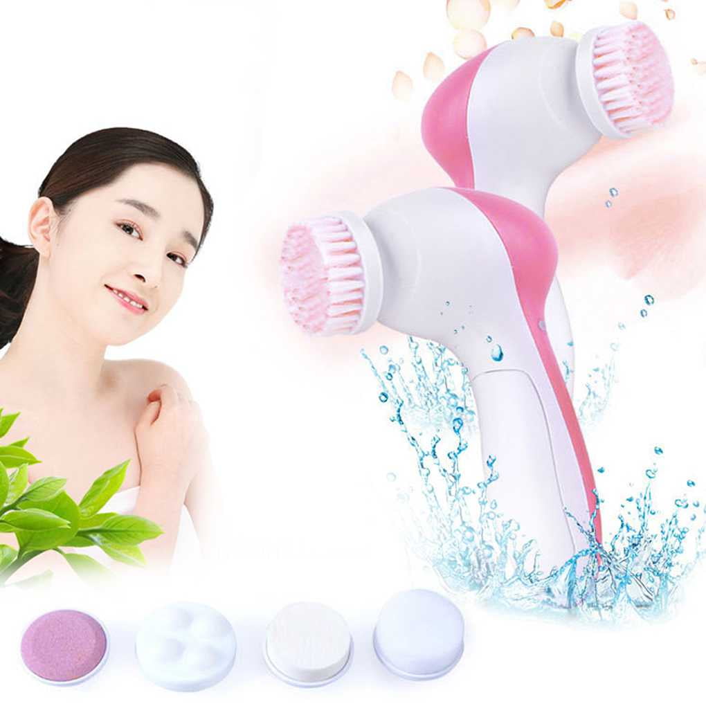 5 in 1 Advanced Cleansing System with Facial Exfoliating Brush for Microdermabrasion and Deep Scrubbing