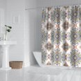 thumbnail image 3 of Extra Long Boho Shower Curtain 72x84 Inches - Vintage Floral & Tropical Leaves Pattern, Waterproof Bohemian Bathroom Decor with 12 Hooks, Tribal Rustic Style, 3 of 4