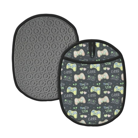 

Naloa Gamers Silicone Pot Holders Oven Mitts Heat Resistant Hot Pads Non Slip Pot Holder for Kitchen Baking and Cooking 9.4 x 7.5 Inches