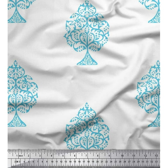 Soimoi Polyester Crepe Fabric Tree Block Decor Fabric Printed Yard 42 Inch Wide