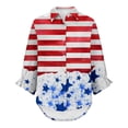 thumbnail image 5 of AKEGAMN Red Vintage Boho Floral Print 3/4 Sleeve Button Up Blouse, S-3XL, 5 of 5