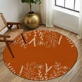 thumbnail image 4 of Burnt Orange Fall Round Area Rug 5ft Washable Large Round Rug for Living Room, Non-Slip Circle Rugs for Dining Room, Thanksgiving Eucalyptus Leaves Abstract Floor Carpet for Bedroom Entryway Office, 4 of 8