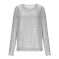 thumbnail image 4 of BLVB Sequin Tops for Women Sparkly Tunic Shirt Party Top Glitter Long Sleeve Crewneck Blouses Evening Club Outfits, 4 of 7