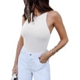 thumbnail image 1 of Women's Sexy Sleeveless Racer Back Halter Neck Bodysuit Tank Tops, 1 of 5