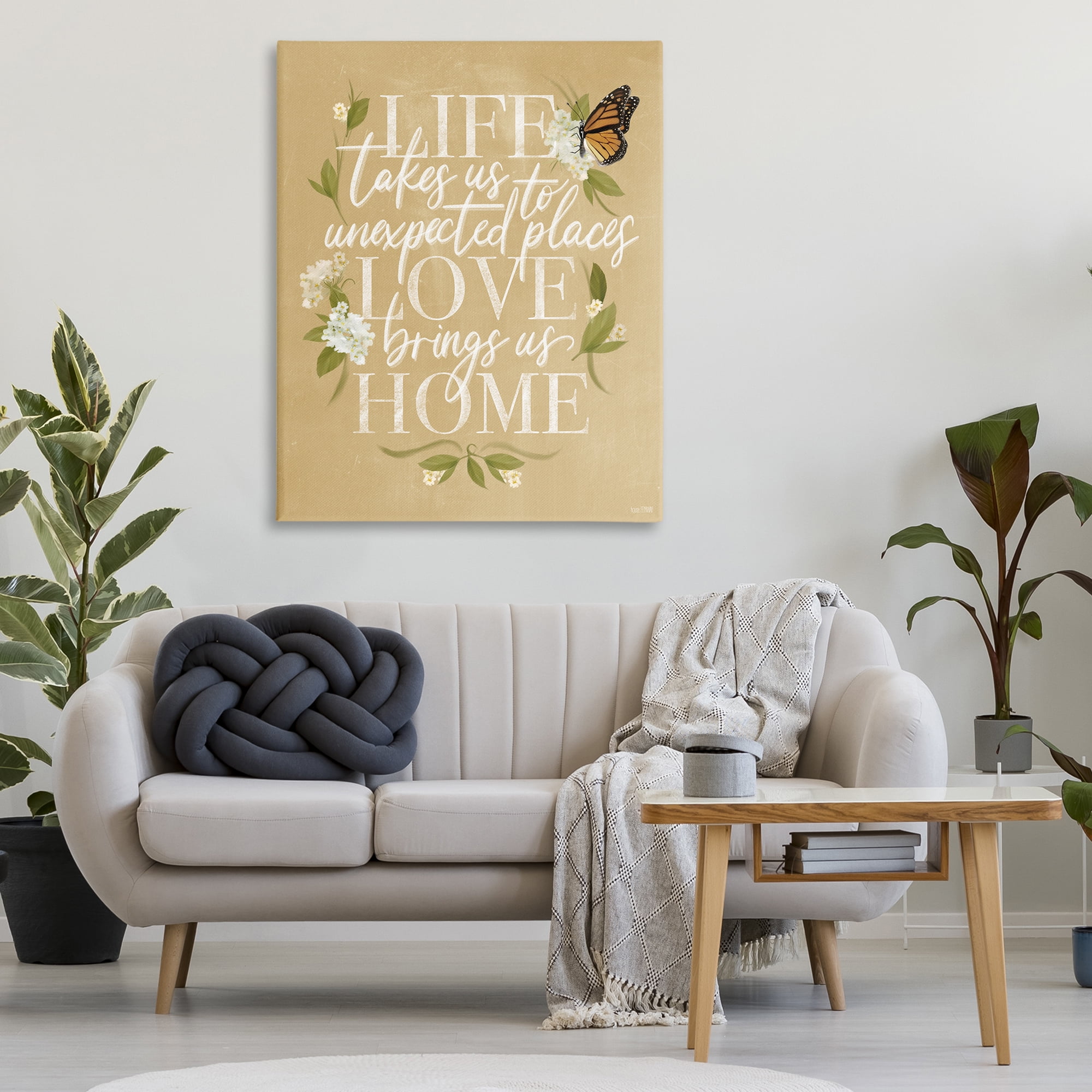 Stupell Industries Love Brings Us Home Botanical & Floral Painting Gallery Wrapped Canvas Art Print Wall Art, 36 x 48