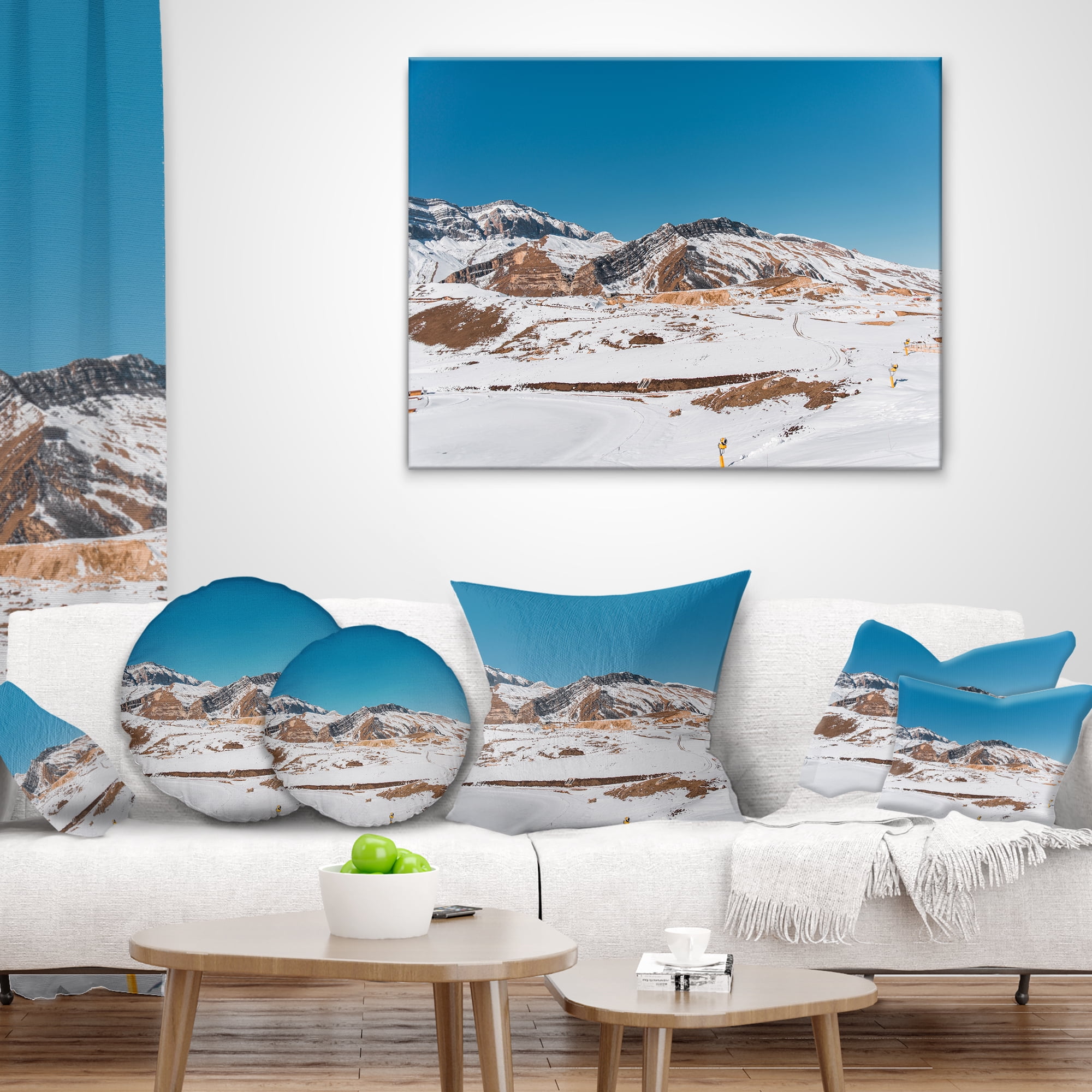 Designart Winter Mountains in Azerbaijan - Landscape Photography Throw Pillow - 12x20