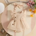 thumbnail image 2 of Baby Girls' Fly Sleeve Bodysuit Dress White Romper Dress Headband Toddler Summer Clothes Set 3-6 Months, 2 of 5