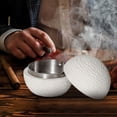 thumbnail image 4 of Cenicero moderno con tapa | Cenicero revestido de acero inoxidable en negro, blanco y gris | Recipiente para humo duradero con tapa para uso en interiores y exteriores | Oficina, patio, hogar, uso, 4 of 5