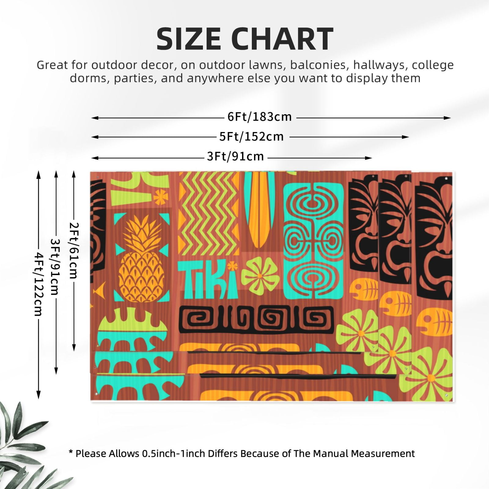 Retro Tiki Tribal Hawaiian Four Hole Decorated Banner Flag for Garden Yard Home Decoration Indoor Outdoor 4x6 Ft