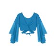 thumbnail image 4 of TiaoBug Womens Delly Dance Outfits Flare Sleeve Crop Top with Chiffon Harem Pants Dancewear Set Sky Blue One Size, 4 of 6