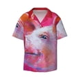 thumbnail image 2 of Lsque Pink Pig print Men's Cuban Collar Short Sleeve Shirt Summer Beachwear Casual Button Down Fashionable Vacation Leisure Shirt-4X-Large, 2 of 7