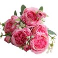 thumbnail image 3 of Ramo de rosas persas artificiales Ticfox 3 ramos 5 cabezas color morado rosado, 3 of 12