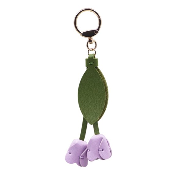 Stylish Tulip Keychain PU Leather Alloy Durable Accessory Elegant Floral Key Ring For Bags Backpacks Gift Idea