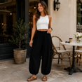thumbnail image 7 of Women's Soft Casual Elastic Waist Lantern Pants Loose Baggy Harem Trousers with Cuffed Ankles for Walking Lounge Wear, 7 of 7