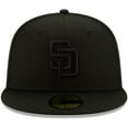 thumbnail image 2 of Men's New Era Black San Diego Padres Black on Black 59FIFTY Fitted Hat, 2 of 6