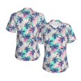 thumbnail image 3 of Yiaed Palm Leaves Print Women's T Shirt V-Neck Short Sleeve Shirt Casual Breathable Tee Summer Tops-Medium, 3 of 5
