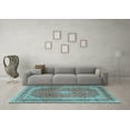 thumbnail image 3 of Ahgly Company Indoor Square Medallion Light Blue Traditional Area Rugs, 3' Square, 3 of 4