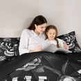 thumbnail image 4 of Homewish Goth Skull Moths Twin Comforter Sets,Vintage Flowers Bedding Set,Black Gray,Halloween Duvet,Black Reversible,2pcs,1 Comforter and 1 Pillowcase, 4 of 7