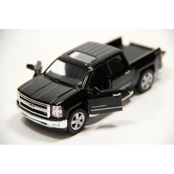 Kinsmart 5'' 2014 Chevrolet Silverado Truck Diecast Model Toy Play Vehicle, 3  Yrs, Diecast Metal Black, 1 lbs